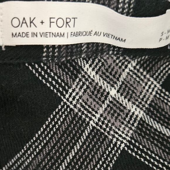 Black Plaid Cotton Button Up Top Size Medium - Picture 3 of 4